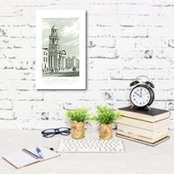 «Chapel of Ease, to Marylebone, Stafford St. New Road» в интерьере офиса с кирпичными стенами