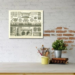 «Iconographic Encyclopedia: тоннель под рекой Темза, Лондон, Великобритания» в интерьере с кирпичными стенами