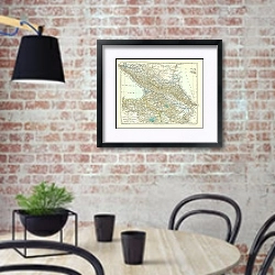 «Карта Кавказа 1» в интерьере кухни в стиле лофт с кирпичной стеной