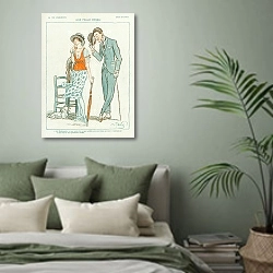 «Une Poule D'essai 1» в интерьере зеленой спальни