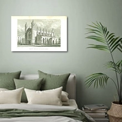 «Trinity Church, Cloudesley Square» в интерьере зеленой спальни