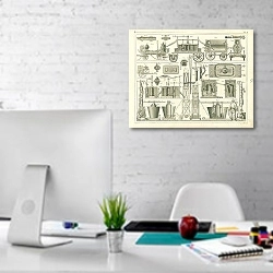 «Iconographic Encyclopedia: подъемные устройства» в интерьере офиса в белом цвете