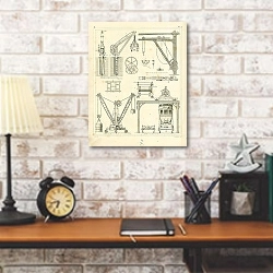 «Iconographic Encyclopedia: подъемные механизмы» в интерьере в стиле лофт над столом