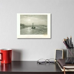 «Confluence of the Seine and Marne» в интерьере кабинета над столом