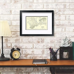 «Карта полуострова Крым и план Севастополя 1» в интерьере кабинета в стиле лофт над столом