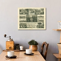 «Iconographic Encyclopedia: речное рыболовство 1» в интерьере кухни в стиле ретро