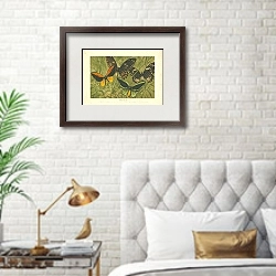 «Бабочки 1» в интерьере спальни с золотыми деталями