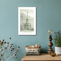 «All-Souls Church, Langham Place» в интерьере комнаты со старинной лампой