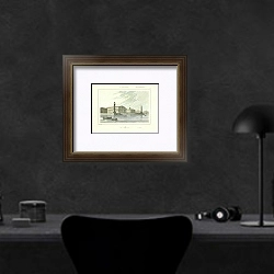 «St.Petersbourg, La Bourse» в интерьере кабинета в черном цвете