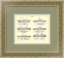 Оригинальная гравюра "Броненосцы"